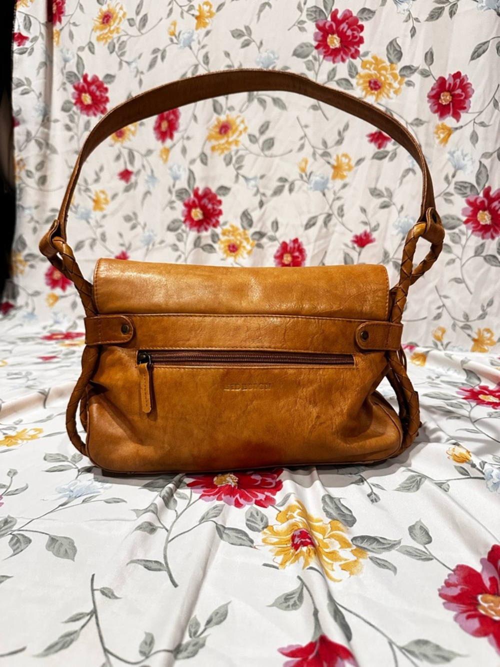 VINTAGE HIGH DESIGN LEATHER SHOULDER BAG WITH BRAIDED DETAIL GOOD CONDITION - Picture 3 of 8